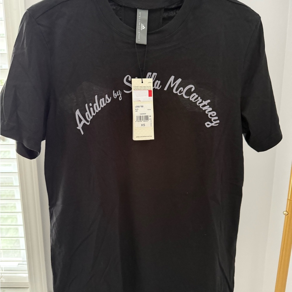 Adidas by Stella McCartney Black Short Sleeve Logo Tee - XS - NWT - Picture 2 of 11